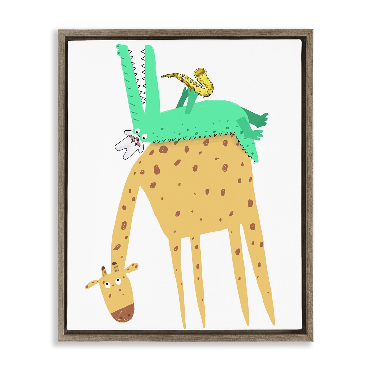 Stupell Industries Wild Animals with Saxophone Floating Frame By Carla Daly
